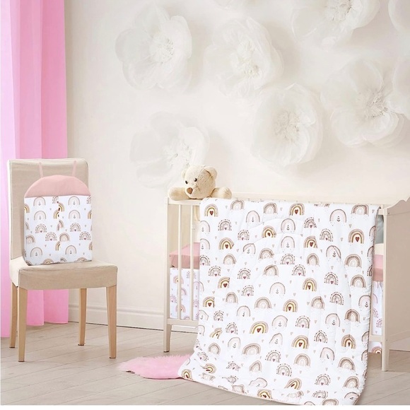 New 4 Pieces Boho Rainbow Crib Bedding Set Neutral Nursery Bedding - Picture 2 of 5